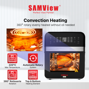 SAMView 360° Rotisserie Rotation Air Fryer Oven 12L
