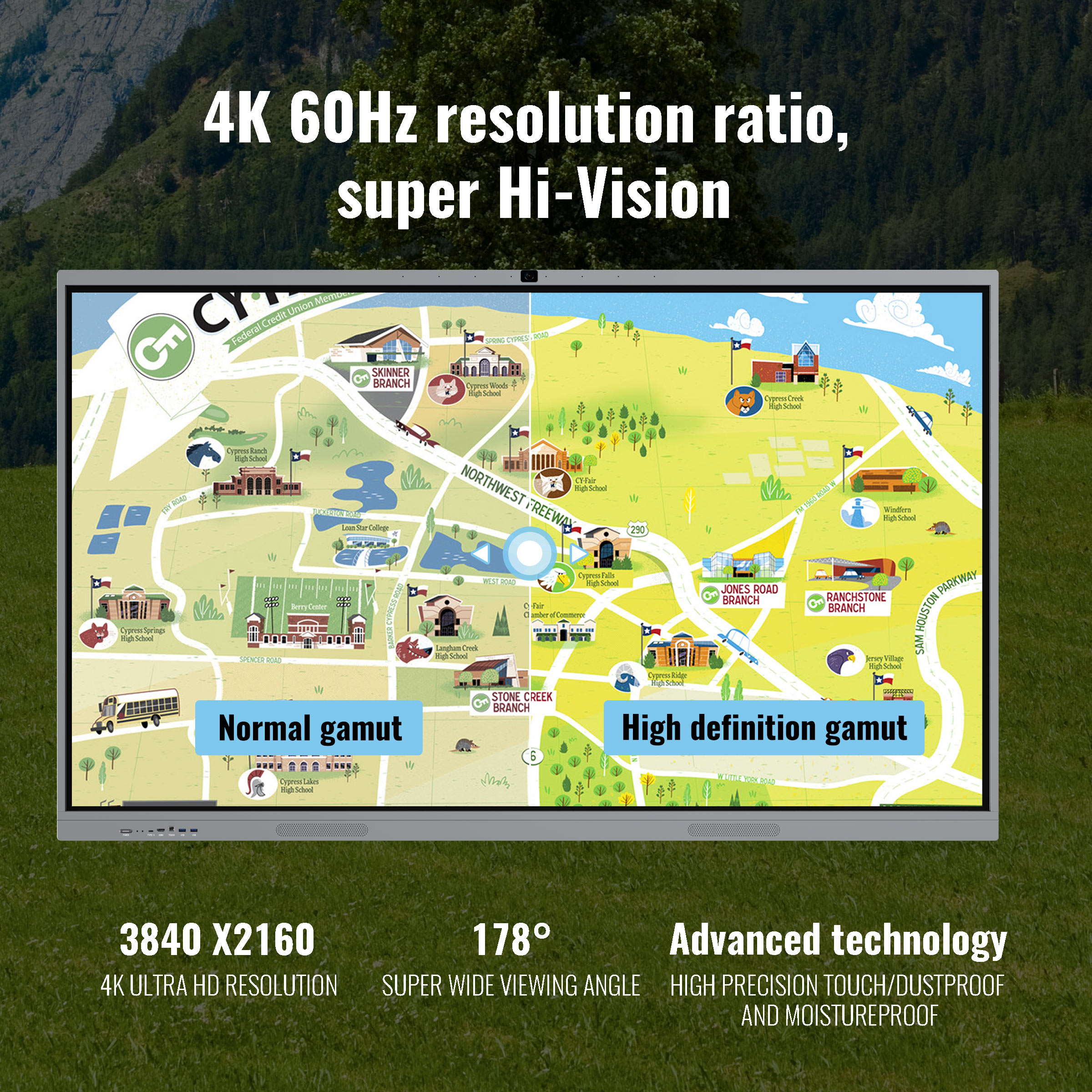 4K UHD interactive display demonstrating high-definition colour and wide viewing