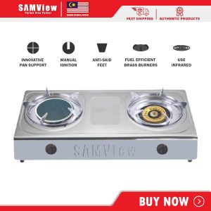 Samview Hybrid Tabletop Stove with Infrared Cooker & Gas Cooker Cast Iron