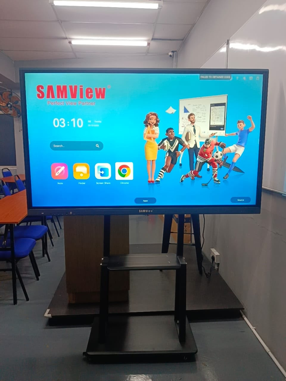 Samview Smartboard showing its home screen at ES Tutorial